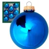 Krebs Glas Lauscha Weihnachtskugeln Blau Glanz Uni 8er-Set 7cm