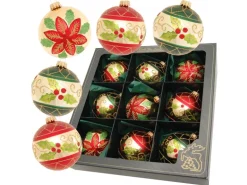 Krebs Glas Lauscha Weihnachtskugeln Rot und Grün 9-tlg. 8cm