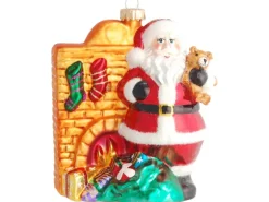 Krebs Glas Lauscha Weihnachtsornament Santa am Kamin 1-tlg. 12cm