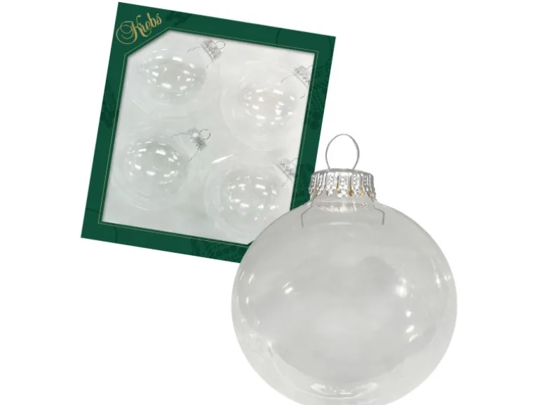 Krebs Glas Lauscha Weihnachtskugeln Uni-Design Clarissa Transparent 8cm