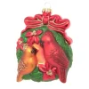 Krebs Glas Lauscha Weihnachtsornament Kranz mit Kardinalvögeln 1-tlg. 4cm