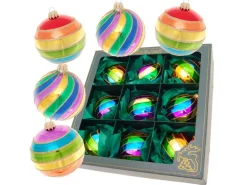 Krebs Glas Lauscha Weihnachtskugeln Rainbow 9-tlg. 8cm