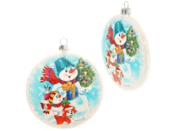 Krebs Glas Lauscha Weihnachtstaler Schneemann 1-tlg. 10cm