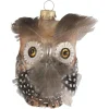 Krebs Glas Lauscha Weihnachtsornament Eule mit Feder 1-tlg. 10cm