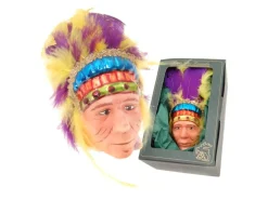 Krebs Glas Lauscha Weihnachtsornament Indianerkopf 1-tlg. 10cm