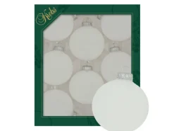 Krebs Glas Lauscha Weihnachtskugeln Uni-Design Evelina Weiß 7cm