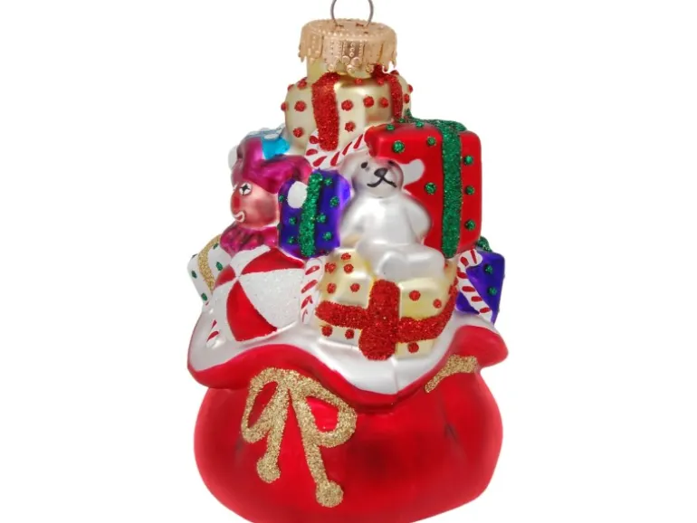 Krebs Glas Lauscha Weihnachtsmannsack mit Geschenken 1-tlg. 10cm