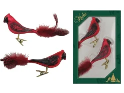 Krebs Glas Lauscha Weihnachtsornamente Kardinal 2er-Set 8cm