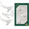Krebs Glas Lauscha Weihnachtsornamente Vögel Silber 3er-Set 7cm