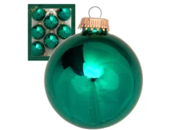 Krebs Glas Lauscha Weihnachtskugeln Dunkelgrün Glanz Uni 8er-Set 7cm