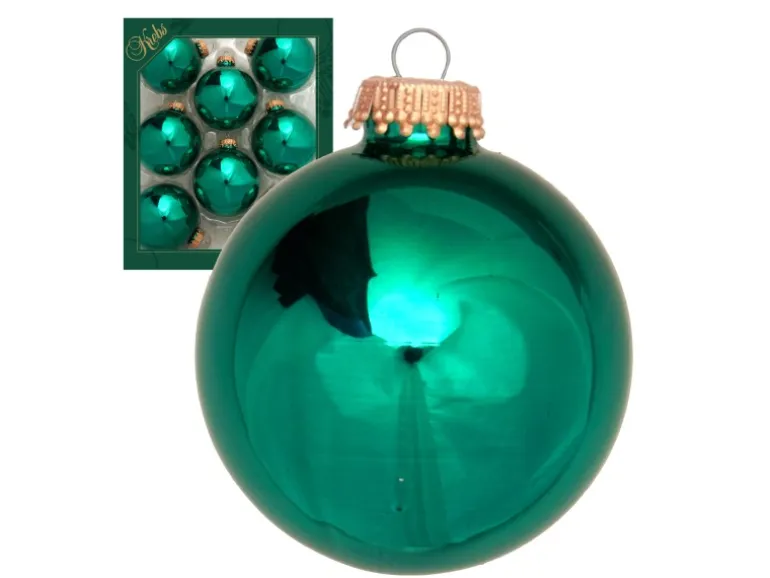Krebs Glas Lauscha Weihnachtskugeln Dunkelgrün Glanz Uni 8er-Set 7cm