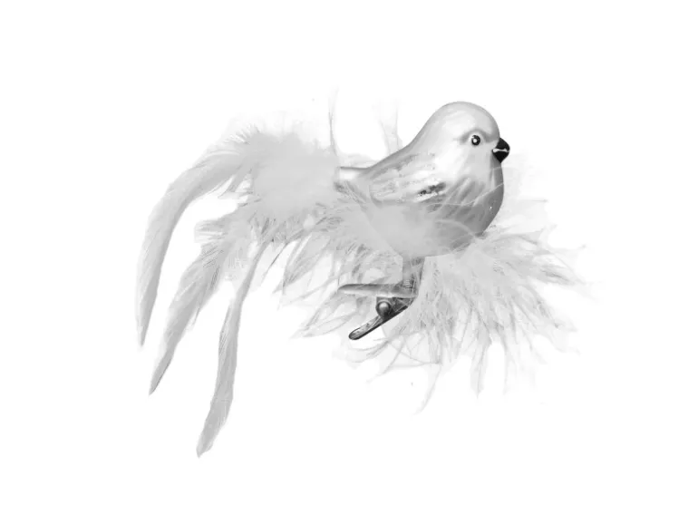 Krebs Glas Lauscha Weihnachtsornament Vogel Silber im Nest 1-tlg. 6cm