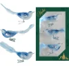 Krebs Glas Lauscha Weihnachtsornamente Vögel Blau 3er-Set 7cm