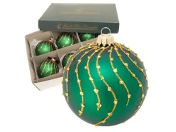 Krebs Glas Lauscha Weihnachtskugeln Streifen 6er-Set 8cm