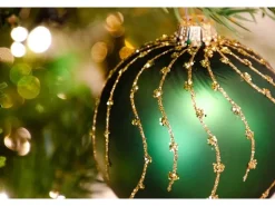 Krebs Glas Lauscha Weihnachtskugeln Streifen 6er-Set 8cm