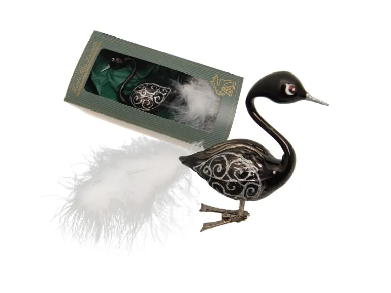 Krebs Glas Lauscha Weihnachtsornament Schwarz Schwan 1-tlg. 5cm