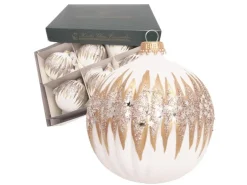 Krebs Glas Lauscha Weihnachtskugeln Sternenglitter 6er-Set 8cm