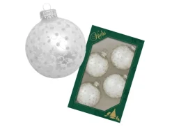 Krebs Glas Lauscha Weihnachtsbaumkugel Glitterranke 4er-Set 7cm