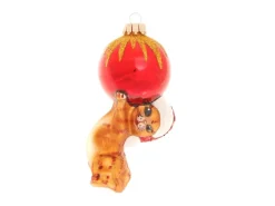 Krebs Glas Lauscha Weihnachtsornament Katze mit Baumkugel 1-tlg. 12cm