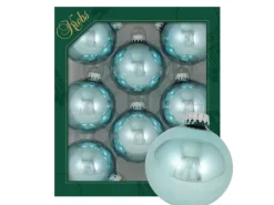 Krebs Glas Lauscha Weihnachtskugeln Eisblau Glanz Uni 8er-Set 7cm