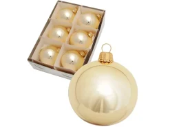 Krebs Glas Lauscha Weihnachtskugeln Uni-Design Aurora Goldfarbig 6cm