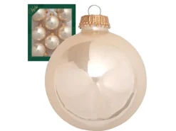 Krebs Glas Lauscha Weihnachtsornamente Elfenbein Glanz Uni 8er Set 7cm