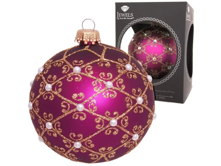 Krebs Glas Lauscha Weihnachtskugeln Jewels Magenta 1-tlg. 8cm