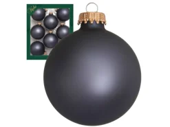 Krebs Glas Lauscha Weihnachtskugeln Uni-Design Theodora Grau 7cm