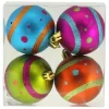 Kugeln zum Hängen 4er-Pack aus Kunststoff 6 cm Bunt-Glitter