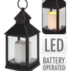 Laterne mit LED Kerze 23 cm gebürstetes Kupfer-Schwarz mit Timerfunktion