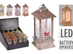 Laterne Weihnachtsmotiv mit LED-Beleuchtung 13 cm 4-fach sortiert