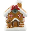 Lebkuchenhaus mit Licht aus Keramik 14 cm Braun/Weiß