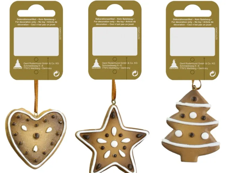 Lebkuchenhänger Polyresin 3 Arten 6 cm