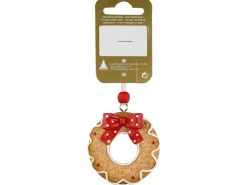 Lebkuchenkranz zum Hänger aus Polyresin Ø 5,5 cm Braun-Rot