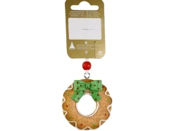 Lebkuchenkranz zum Hänger aus Polyresin Ø 5,5 cm Braun-Grün