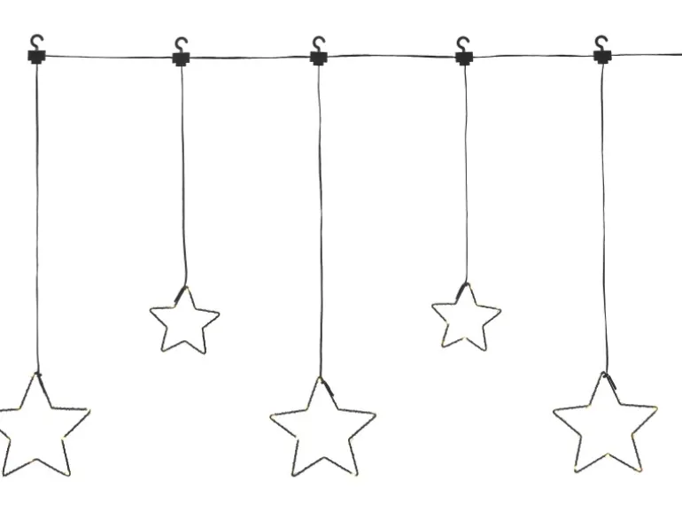 LED Außen-Lichtervorhang Sterne Schwarz