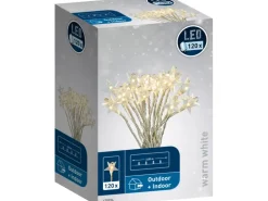 LED Büschellichterkette mit Sternen 120 warmweiße LEDs innen und außen