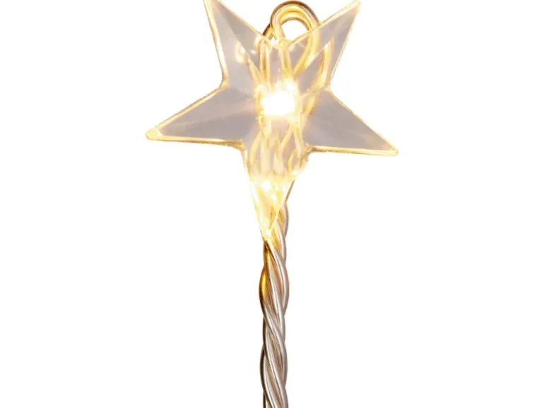 LED Büschellichterkette mit Sternen 80 warmweiße LEDs innen und außen