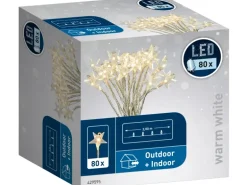 LED Büschellichterkette mit Sternen 80 warmweiße LEDs innen und außen