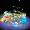 LED Lichterkette 100 bunte LEDs Silberdraht innen batteriebetrieb