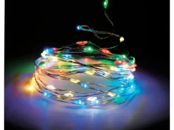 LED Lichterkette 100 bunte LEDs Silberdraht innen batteriebetrieb
