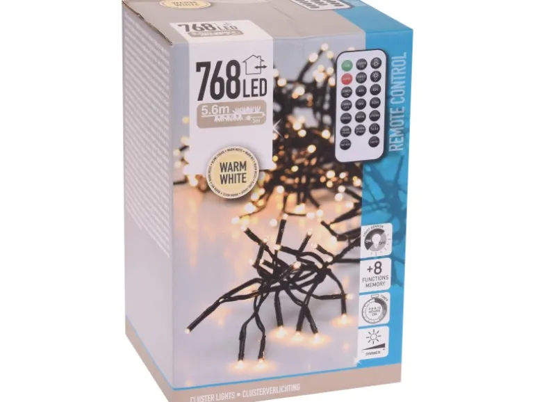 LED Lichterkette Cluster 768 warmweiße LEDs innen und außen