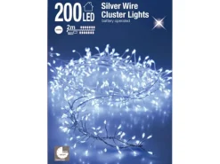 LED Lichterkette Cluster 200 kaltweiße LEDs Silberdraht innen