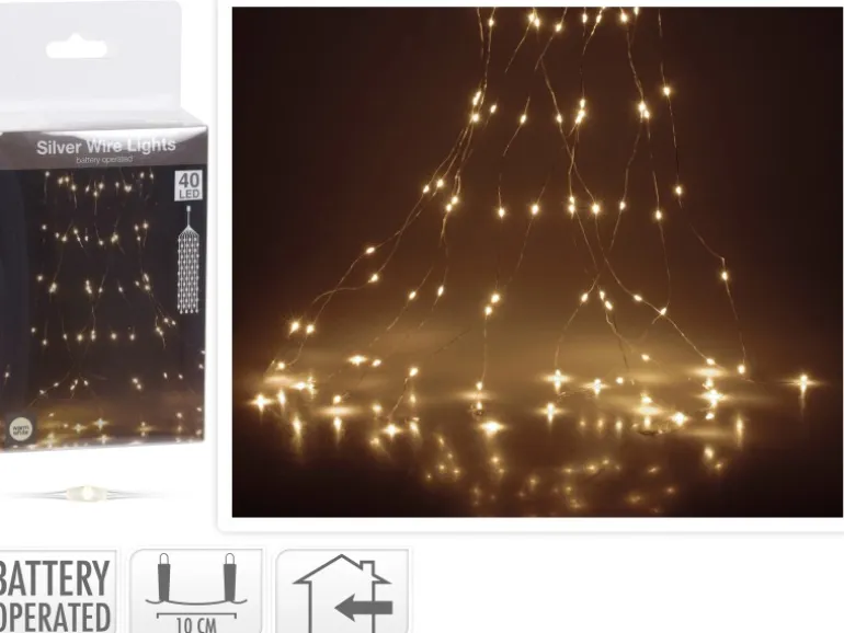 LED Lichterkette Schweif 40 warmweiße LEDs Silberdraht innen