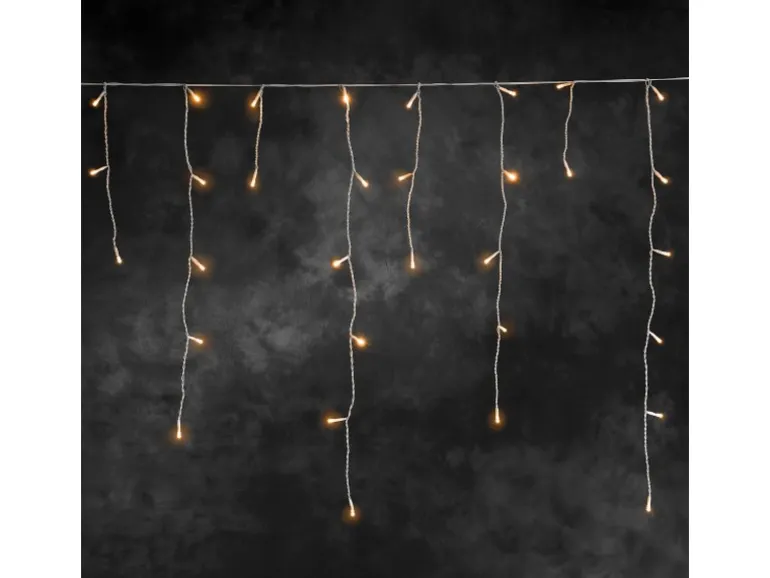 LED Lichtervorhang Eisregen 200 bernsteinfarbene LEDs innen und außen