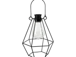 LED Solar-Laterne Metall 11,9 cm x 8,6 cm x 17 cm Schwarz