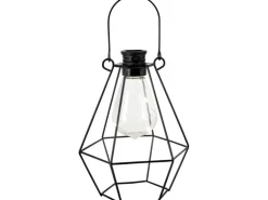 LED Solar-Laterne Metall 11,9 cm x 8,6 cm x 17 cm Schwarz