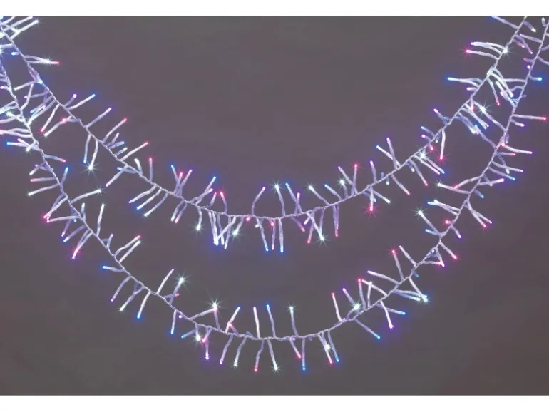 LED-Büschellichterkette 300 bunte LEDs Transparentes Kabel 800 cm