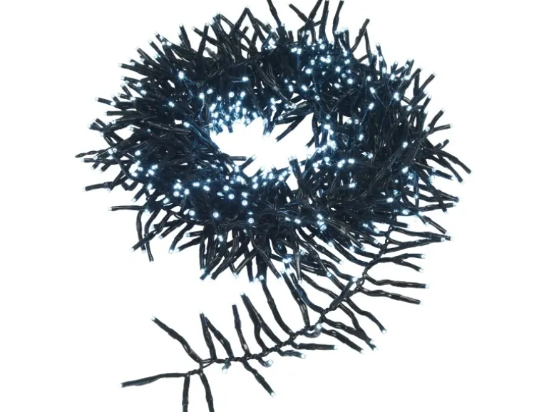 LED-Büschellichterkette 576 LEDs Kaltweiß Schwarzes Kabel 7,2 m