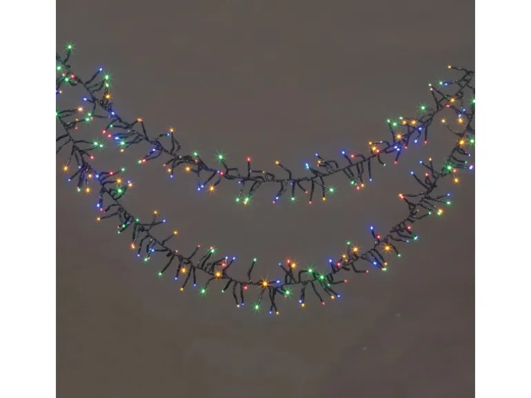 LED-Büschellichterkette 768 LEDs Bunt Schwarzes Kabel 8,5 m